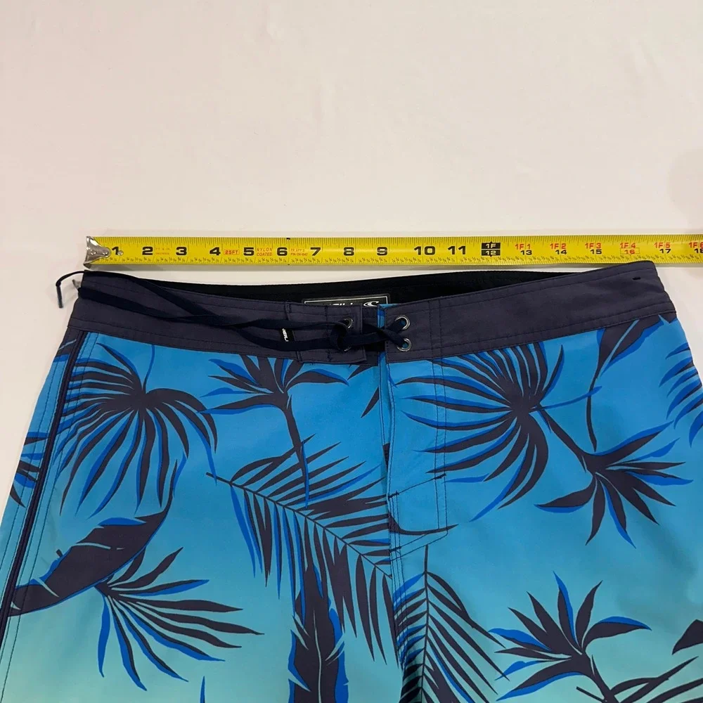 O'Neill Hyperfreak Board Shorts Men 32 Blue Green Palm Print | Surf Aesthetic‎
